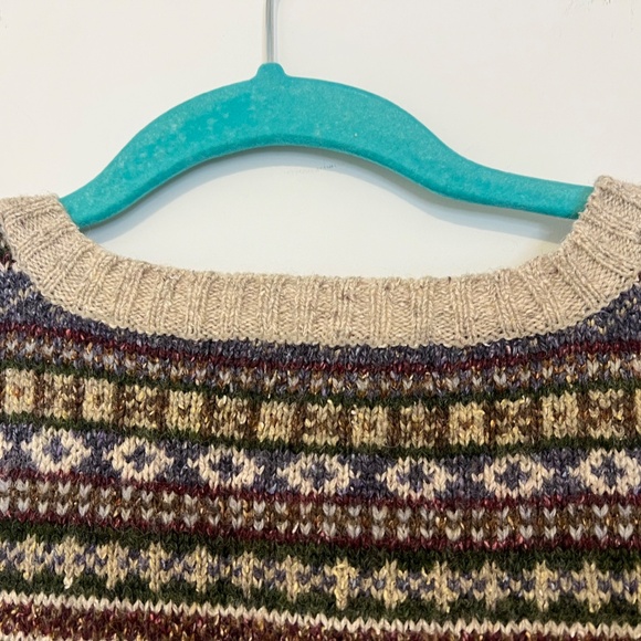 Vintage L.L. Bean Sweater Womens Large Nordic Wool Silk Fair Isle Zip Cardigan - Picture 15 of 16